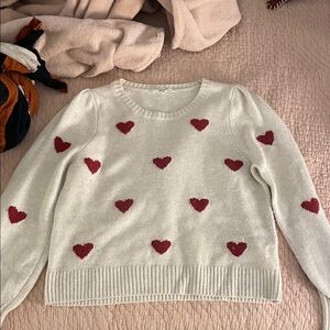 Splendid Heart Patterned Cream Sweater Wool/Cashmere blend